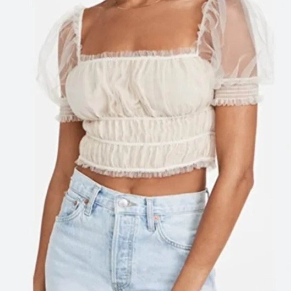 NWOT ALICE AND OLIVIA Ashlyn Sheered Cropped Top In Champagne M $250 - Picture 8 of 12